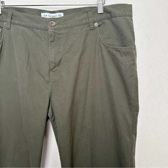 Ben Sherman Mens 38/34 Chino Dark Olive Slim Trouser - Picture 5 of 16